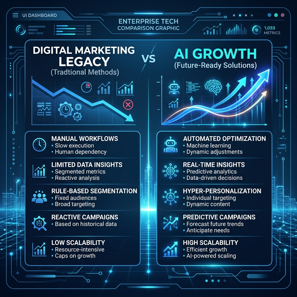 Digital Marketing Legacy vs AI Growth comparison chart